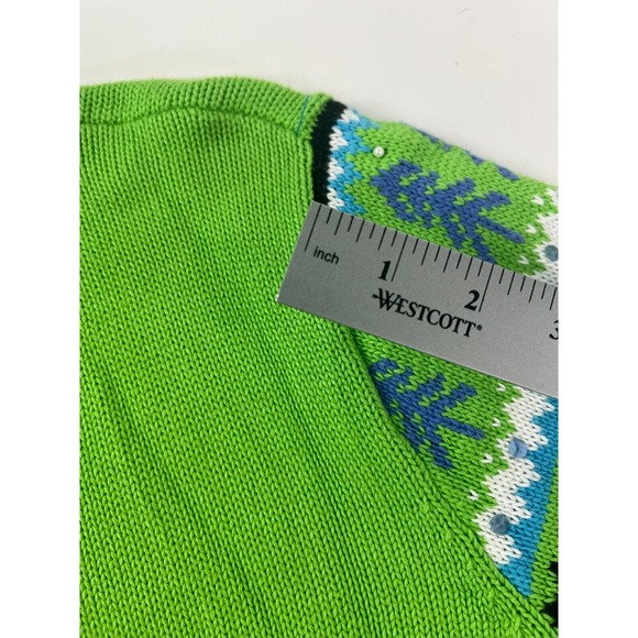 Quacker Factory Women's Green Long Sleeve Full Zip Ski Snow Motif Sweater M - Picture 14 of 16